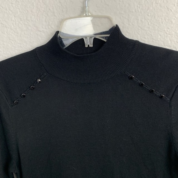 Coldwater Creek Mock Neck S/S Black Top - M - Picture 4 of 7